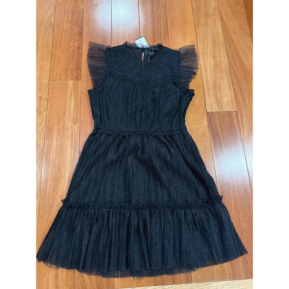 NWT All Saints Perri Metallic Black Tulle Mini Dress Sleeveless Women's size 8 - Picture 4 of 12